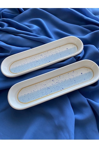 Gelincik Model 2 Adet Zeytinlik Sunum Tabağı Mavi