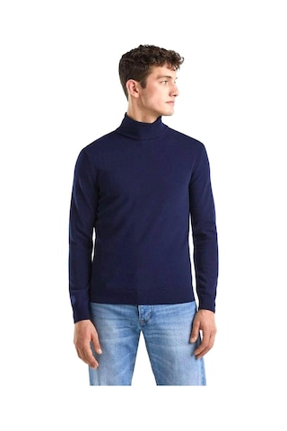 Benetton Erk Boğazlı Merino Kazak- Lacivert