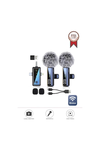 Torima H68 Type-c + Lightning + Aux 2li 3in1 Kablosuz Yaka Mikrofonu