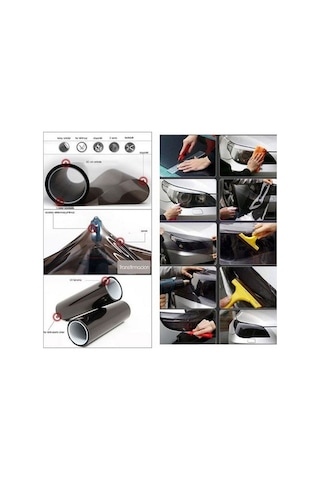 Far Stop Filmi Far Folyosu Koyu Parlak Siyah Far Çizik Çizilme Engelleyici Folyo 100cm X 30cm