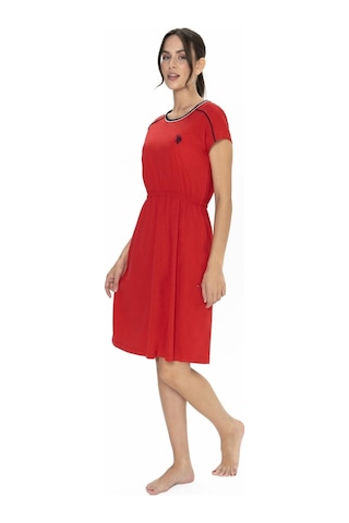 U.s. Polo Assn. 20008 Kadın Kırmızı Kısa Kollu Belden Büzgülü Gecelik Kırmızı