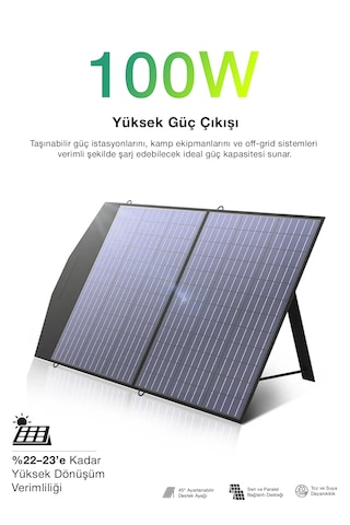100w Taşınabilir Güneş Panelili Kamp & Karavan İçin Katlanabilir Solar Güç Kaynağı