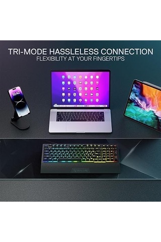 K515 Pro Shiva Rgb Kablosuz Membranlı Türkçe Oyun Klavyesi, 98 Tuşlu Mekanik Hissi Klavye Ve Smooth Lineer Switch,ma
