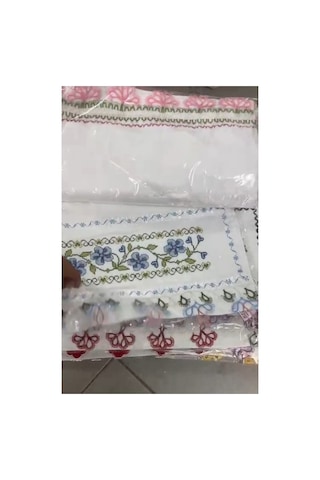 Pamuklu Kanaviçe Havlu, Çift Taraflı Çeyizlik, Hediyelik Havlu, Kanaviçe Desenli Havlu 1 Adet Renkli