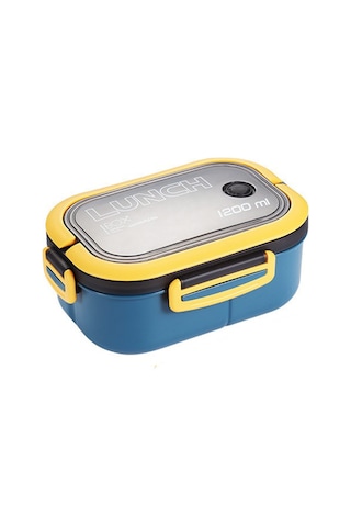 Moveevo 1.2l Mavi Çift Katlı Muhafaza Kutusu - İşçiler Ve Öğrencilere Uygun, Silikon O-ringli Leakproof, Sağlıklı Pp Malzeme, 260g Lacivert - Sarı