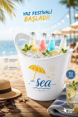 Galeriyo Sea 5 Lt. İçecek Ve Buz Kovası Taşınabilir Beyaz
