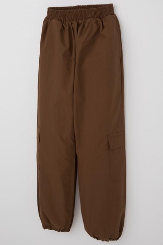 Breeze Kız Çocuk Paraşüt Jogger Paça Pantolon Kargo Cep 7-12 Yaş, Koyu Kahve Koyu Kahverengi