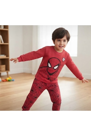 Zelhanbrand Erkek Çocuk Spiderman Desenli Eşofman Takımı Açık Kırmızı