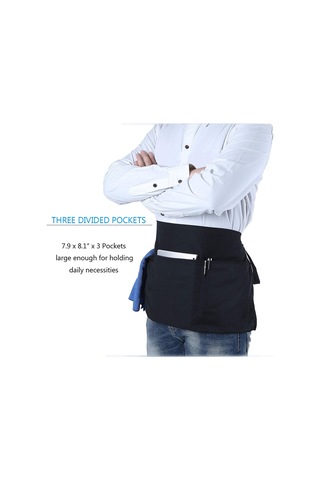 3 Cepli Kemer Önlüğü - Garson Garson Kısa Önlük Siyah Diğer