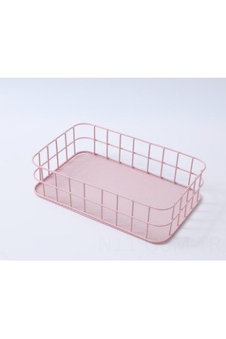 Qingmipy Güçlü Demirden Yapılmış Pembe Kalp Desenli İçindekilerini Düzenleyen Masaüstü Organizer Sepeti - Odalarınızı Tidy Ve Şık Hale Getirin