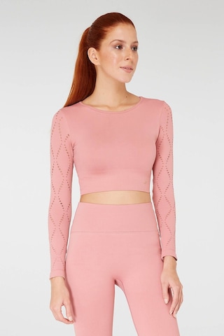 Jerf Naples Uzun Kol Crop Top Econyl Pembe