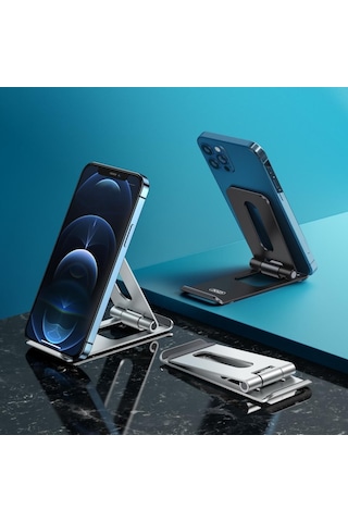 C116 Katlanabilir Masaüstü Telefon Tablet Standı 180 Ayarlanabilir Alüminyum Gövde Metal Tutucu