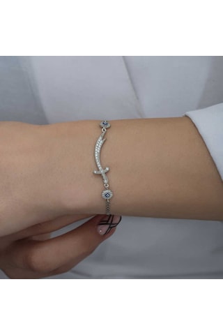 Blackcraft 925 Ayar Gümüş Nazarlı Zülfikar Kılıcı Kadın Bileklik