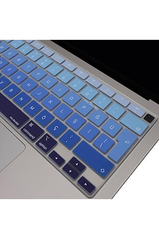 Türkçe Q Klavye Koruyucu Macbook Air A1932 A2179 A2337 M1 Uyumlu Uk Iso Ters L Enter Ultra İnce Silikon Keyboard Cover Lacivert Mavi