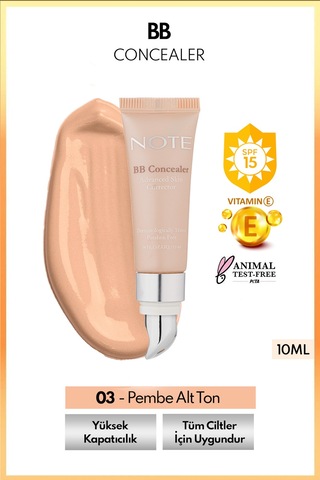 Cosmetics Bb Concealer Spf 15 Yoğun Kapatıcı Metal Başlıklı Göz Altı Kapatıcısı - 01 Açık Çok Renkli