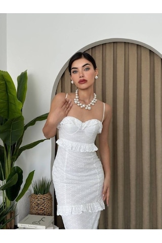Etiler Collection Lere Ip Askılı Elbise Beyaz