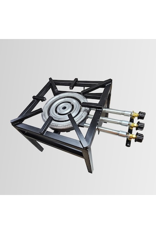 Lüks Profil Gövdeli Dört Ayaklı Üç Yanışlı Döküm Ocak Takım Tüplü