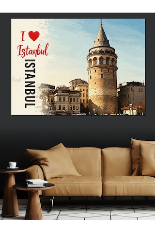 Galata Kulesi İstanbul Sevgisi Dekoratif Kanvas - Mdf Ahşap Tablo
