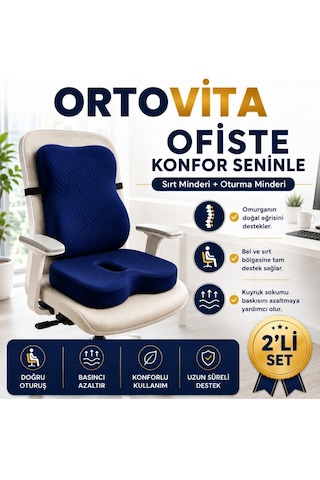 Yeni Nesil Visco Ortopedik Ergonomik Omurga Sağlığını Koruyan Mavi Oturma Minderi Ve Sırtlık 2