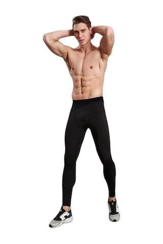 Crozwise Erkek Siyah Uzun Koşu Sporcu Taytı 3187 Siyah