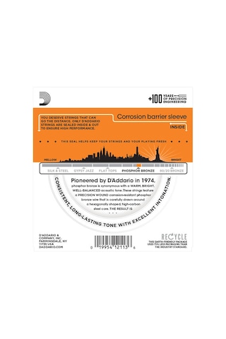 D'Addario EJ15 Phosphor Bronze, Extra Light Takım Tel Akustik Gitar Teli 010-047