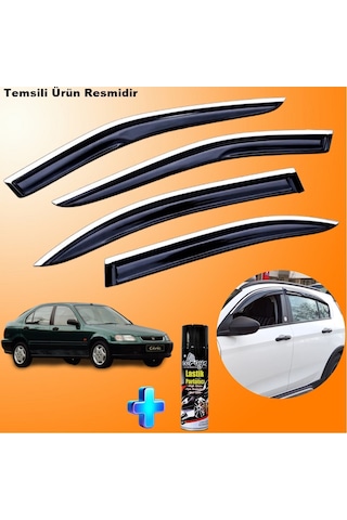 Honda Euro Civic Mügen Cam Rüzgarlığı Abs Nikelaj Krom Cam Rüzgarlığı 1996-2001 + Ebrayn Lastik Parlatıcı