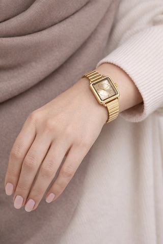 Minimal Kare Kasa Gold Kadran Roma Rakamlı Genç Kız Kadın Kol Saat Altın