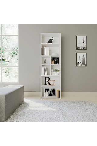 Yeni White 8 Bölmeli Kitaplık 23x55x187 Beyaz