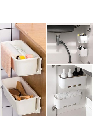 Sürgülü Dolap Rafı Plastik Sürgülü Çekmeceler Saklama Sepeti Çekmece Banyo Mutfak Lavabo Altı 28,1 11,5 11,3 Cm Diğer