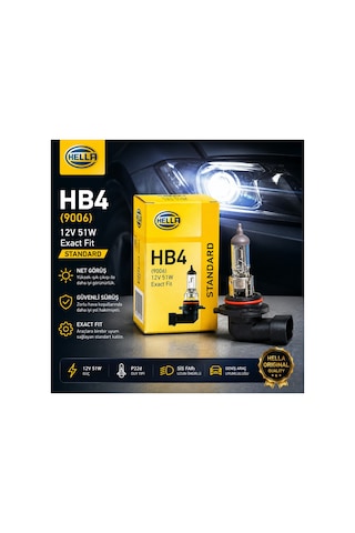 Hb4 9006 12v 51w Halojen Sis Farı Ampulü Güçlü Aydınlatma Tekli