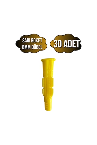 Roket Sarı 8mm Dübel Beton Tuğla Briket Dubeli 8mm Sarı Roket 30 Adet