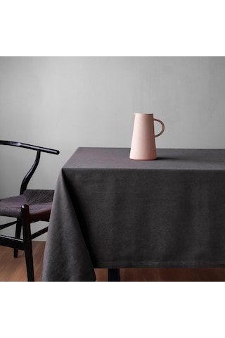 Lexroo Fabric Design Safir Kadife Dokulu Dertsiz Ütü İstemeyen Yüksek Kaliteli Gri Masa Örtüsü