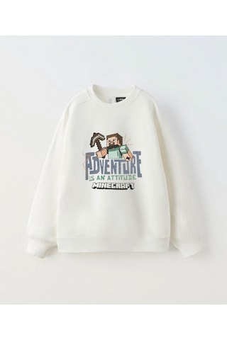 Seabubbles Minecraft Çocuk Sweatshirt St09626 KREM