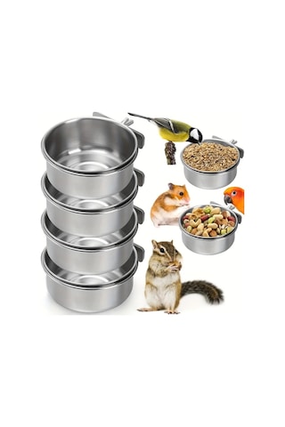 Willowhaven 4 Parça Paslanmaz Çelik Kuş Yemliği Askılı Temizlemesi Kolay Su Kabı