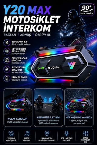 Motosiklet Kask Bluetooth Kulaklık Mikrofonlu Su Geçirmez Gürültü Önleyici Rgb Işıklı Kablosuz Kask İçi Kulaklık İnterkomlu