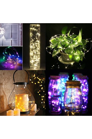 Jeemson 2 Metre Sarı Işıklı 20 Led Taşınabilir Bakır Tel Işık Zinciri Pil Dahil Değil Sarı