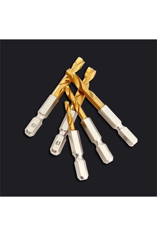 Ccgloball 5.5mm Altıgen 1 Adet 1.5 - 13mm Hss Titanyum Kaplamalı Büküm Matkap Uçları 1/4'' Hex Shank Kısa Bit Metal Paslanmaz Çelik Ahşap Plastik