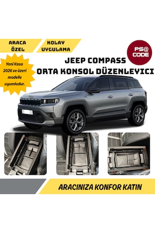 Yeni Kasa Jeep Compass 2025 Ve Üzeri Orta Konsol Kolçak, Saklama Kutusu, Kolçak Düzenleyici