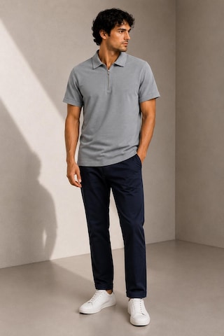 Alexandergardi Kısa Kollu Fermuarlı Polo Yaka T-shirt Gri