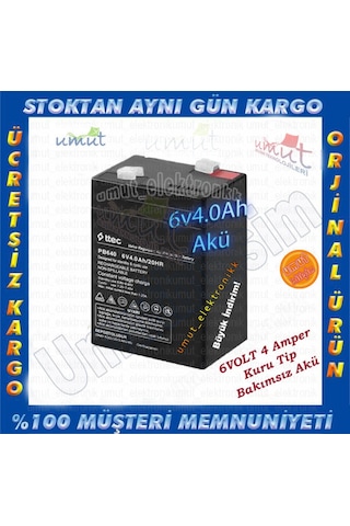 Eu33- Ttec 6 Volt 4 Amper Işıldak El Feneri Bakımsız Kuru Akü