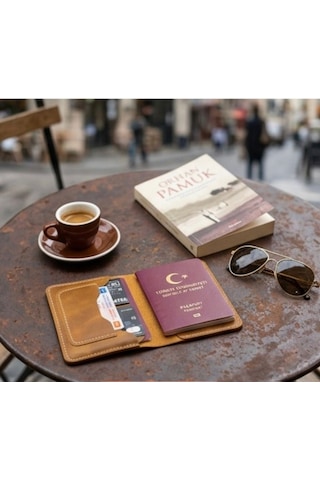 Parla Leather Pasaport Cüzdanı Kılıfı Kişiye Özel V3 Hakiki Gerçek Deri Kılıf Kadın Erkek Camel