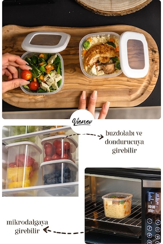 Vienev Renkli Etiketli Kare Saklama Kabı Beyaz 12'li Beyaz