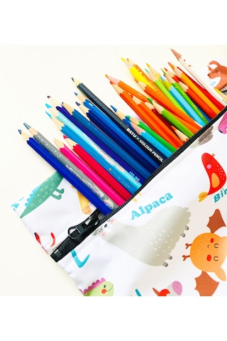 Yorni 30x37cm, Zoo, Su Geçirmez Bebek Çocuk Beslenme Çantası, Torba Beyaz