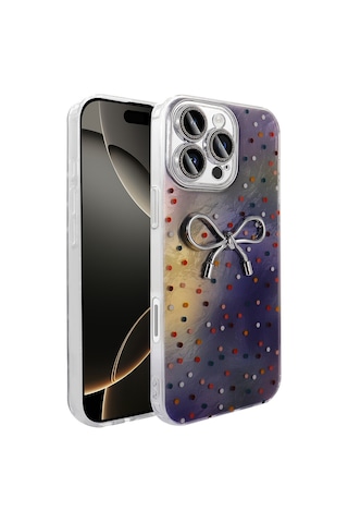 Apple Uyumlu iPhone 16 Pro Max Kılıf Kamera Korumalı Figürlü Zore Ponti Silikon Kapak Lila