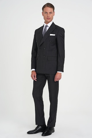 Efor Slim Fit Çift Yırtmaç Çizgili Kruvaze Klasik Antrasit Takım Elbise Tk 925 Antrasit