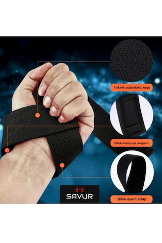 Savur Padded Lifting Straps Siyah Ağırlık Kaldırma Kayışı 2 Li