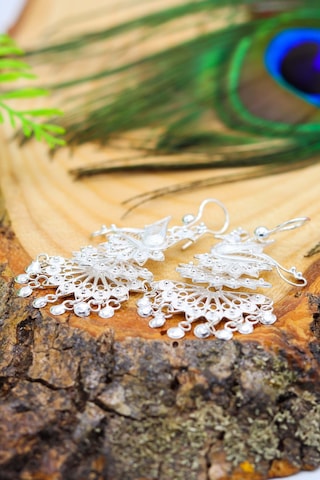 Tavus Kuşu Model Telkari Gümüş Kadın Küpe 201020618