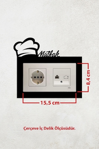 Mutfak Tasarım 2li Priz Çerçevesi İç Ölçü 15,5x8,4 Cm Mutfak Desen Duvar Süsü - Mutfak Dekorasyon