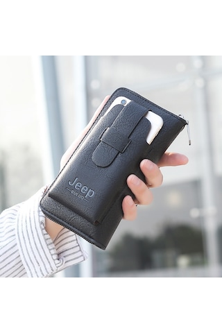 Jeep Buluo Erkek El Çantası Büyük Kapasiteli Çoklu Kart Erkek Cep Telefonu Çantası Tek Fermuarlı Taşınabilir Erkek Çanta Cüzdanı 001