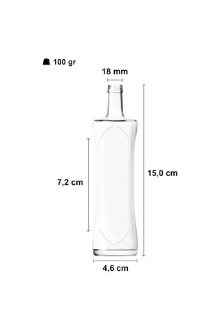 Lexroo 100 Ml Şeffaf Piramit Sosluk 100 Cc Kapaklı Kavisli Cam Şişe 6 Adet Siyah Plastik